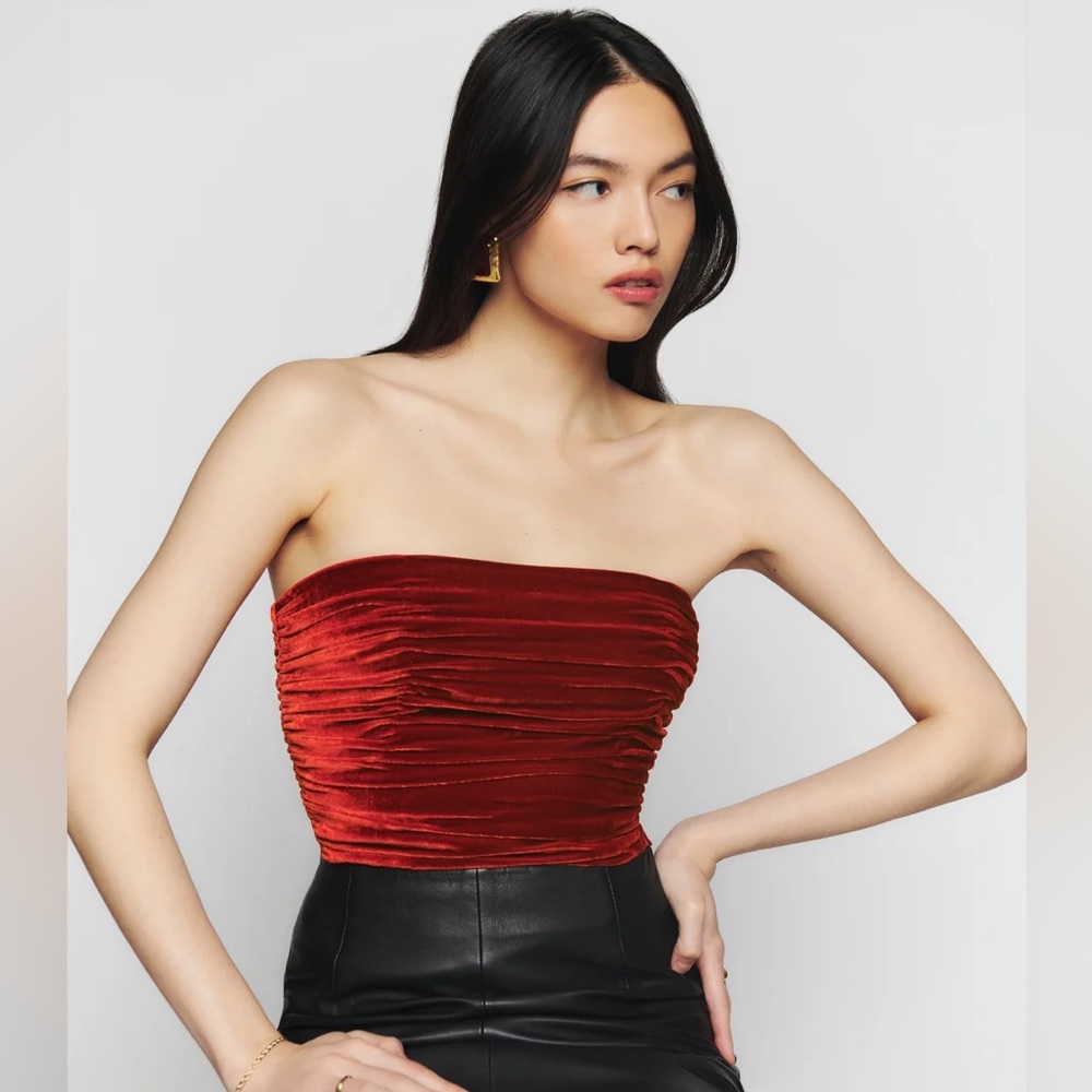 Reformation Addie Velvet Top